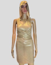 Favori Hoodie Dress Medium-4 Gold Sleeveless Stretch Adjustable Waist Lined