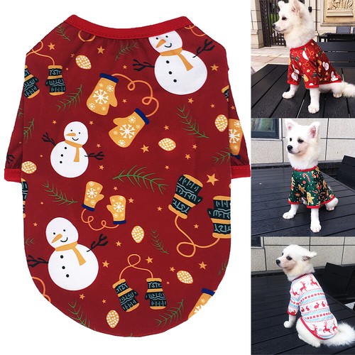 Vestiti di Natale per cani di Piccola Taglia Cotone Morbido Pigiama Abiti  Yorkie | eBay