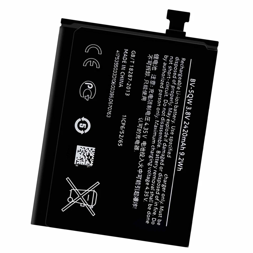 BV-5QW Nueva Batería de Repuesto Li-ion Para Nokia Lumia 930 RM927 Interna 2420mAh Foto 2 de 4