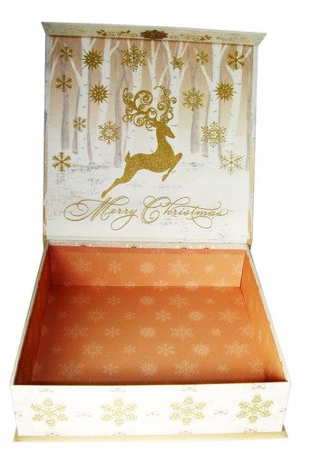 3 Punch Studio Rectangle Flip Top Nesting Boxes Merry Christmas Deer 11562 - Picture 5 of 6