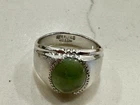 Vintage Sterling Silver Jade  Ring Size 10