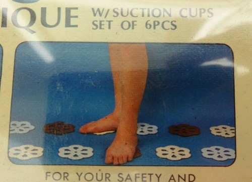 Slip-Gard Bath Tub Appliqués w/Suction Cup ~ 6-Pack or 12-Pack ~ White or Brown  - Picture 2 of 10