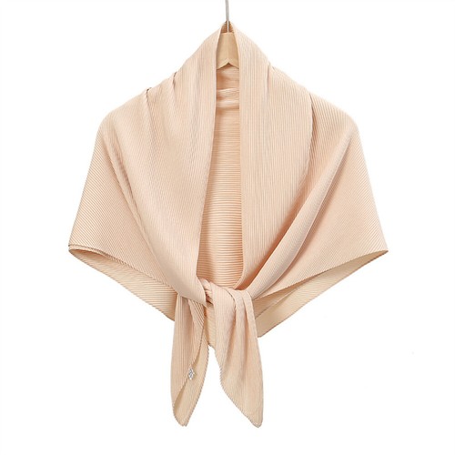 Women Solid Twill Pleated Satin Scarf Stole Shawl Wrap Headscarf Neckerchief - Picture 10 of 35