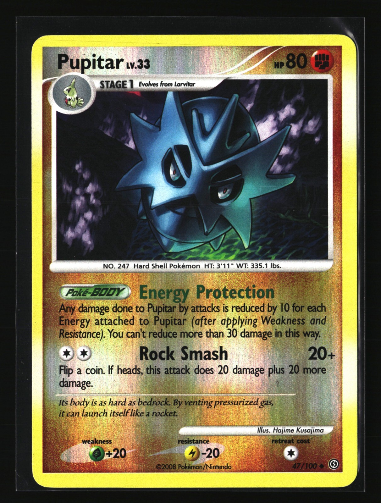 Pokemon PUPITAR 47/100 Reverse Holo (2008 Stormfront) LP/Light Play