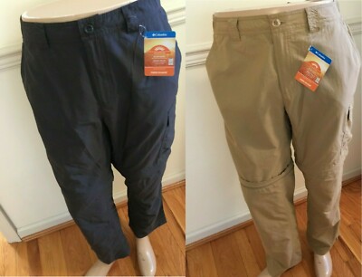 NWT Columbia Men's Tan or Gray Flat Smith Creek Convertible Pants Tactel Nylon 