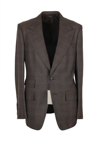 new tom ford shelton checked brown suit size 46 / 36r u.s.