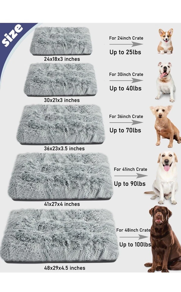 Big Ant Dog Bed, Comfort Fluffy Plush Dog Crate Mat, Washable Dog Crate Pad XL - Image 2 of 4