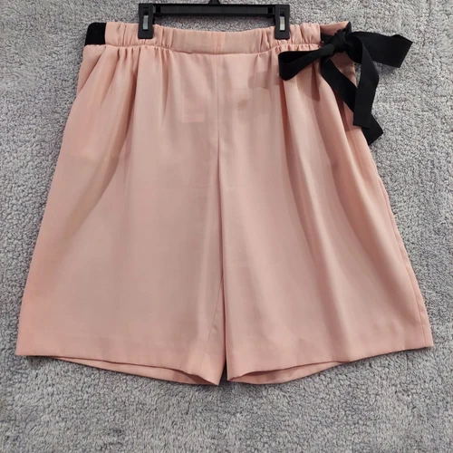 Pantaloncini rossi Valentino Spa gamba larga rosa pallido nero pesca dettaglio fiocco taglia 46 US 10
