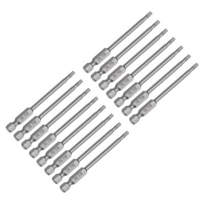 15Pcs T15 Torx Head Screwdriver Bit S2 Steel Magnetic 3'' Long 1/4'' Hex Shank