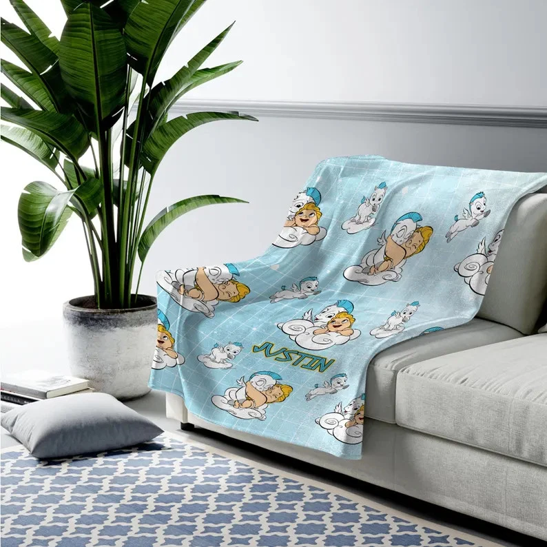 Disney Hercules And Pegasus Cute Babies Customize Fleece Blanket