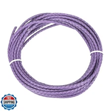 MECCANIXITY Braided Leather Cord, 4mm Round Braided Faux Leather Necklace Cor