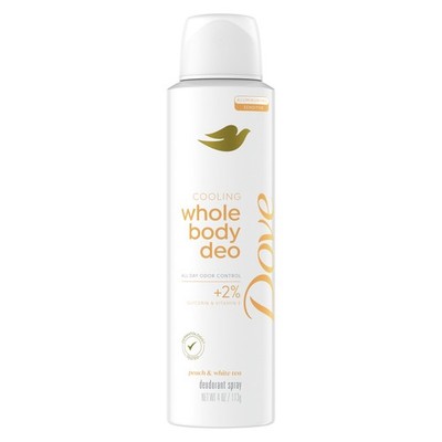 Dove Whole Body Deodorant Cooling Spray Peach & White Tea 4 Ounce (Pack of 1)