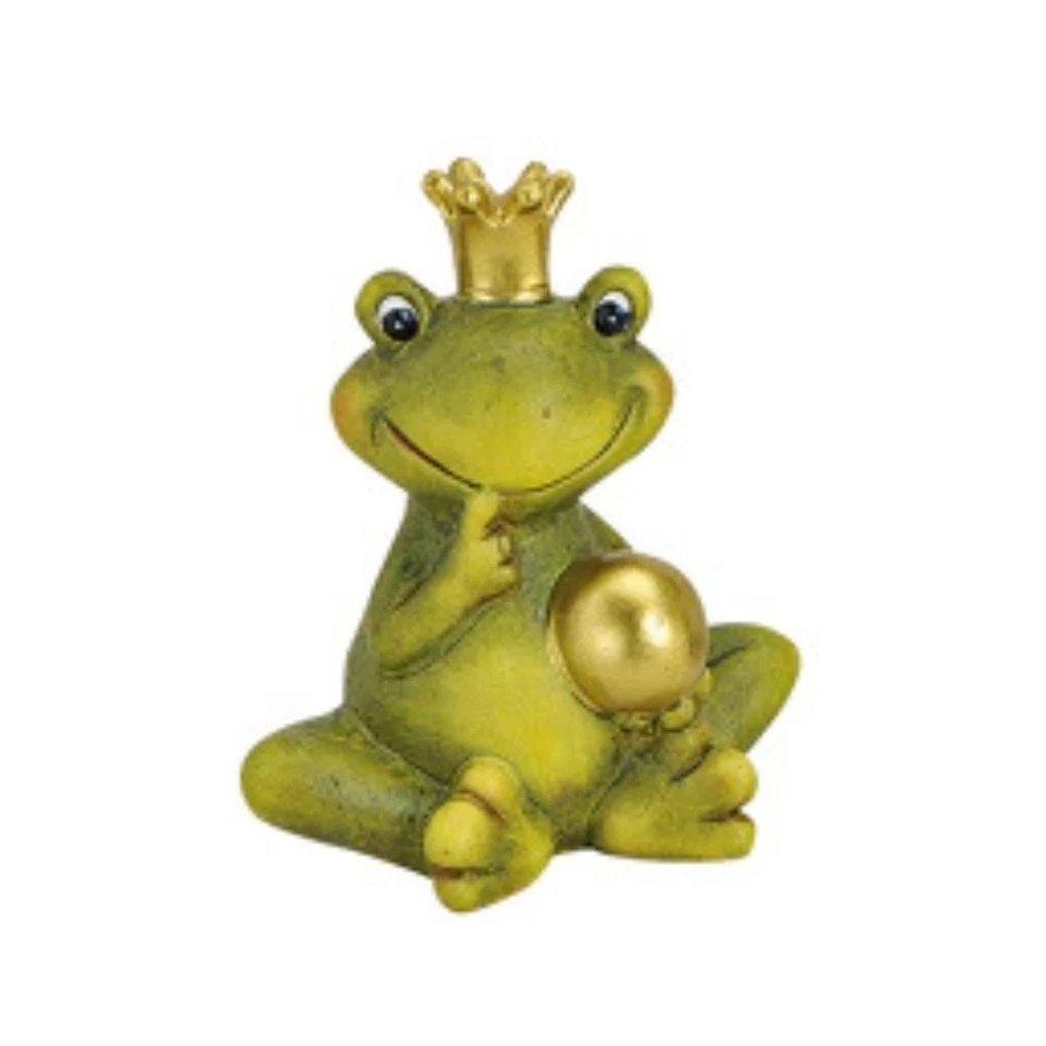 Dekofigur Froschkönig mit goldener Kugel Wohnungsdeko aus Keramik in 2 Varianten - Bild 2 von 4