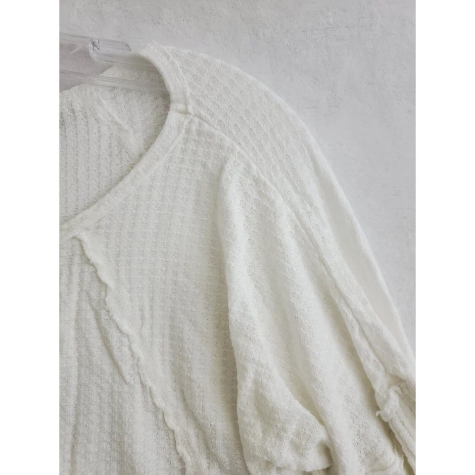 Почти известный женщин XL белый вафель трикотажа верхний длинным рукавом большого размера пуловер - Изображение 4 из 4