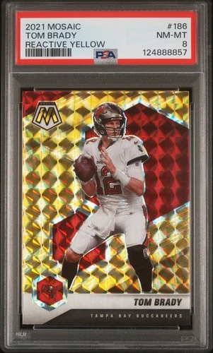 2021 PANINI MOSAIC REACTIVE YELLOW #186 TOM BRADY PSA 8
