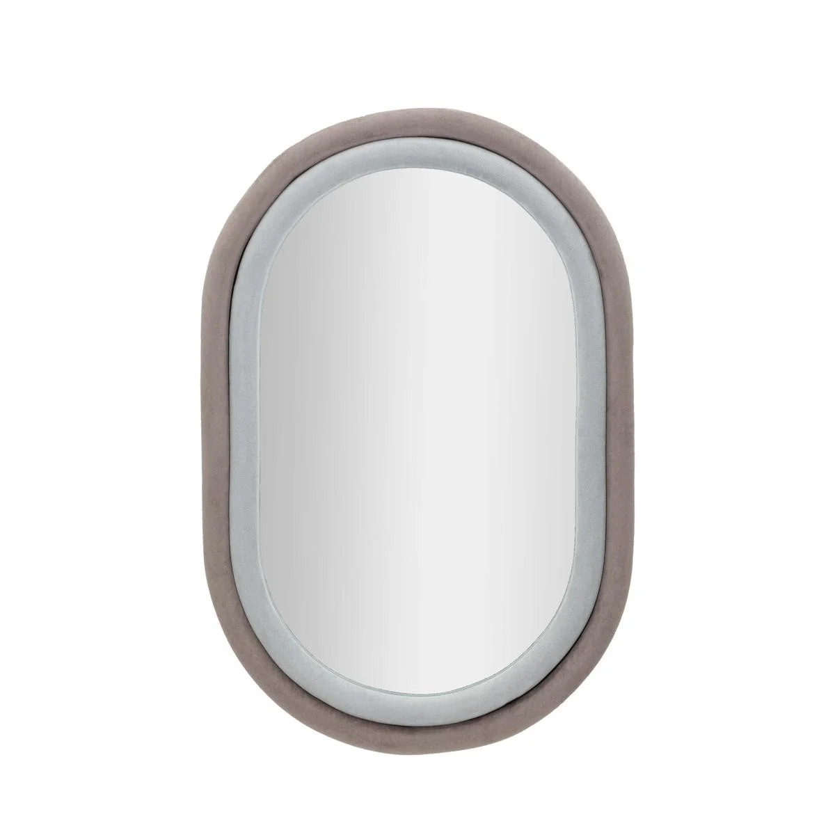 Miroir ovale en velours gris Antony | Douceur et poésie murale