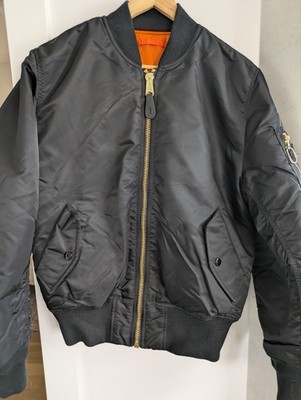 Alpha Industries MA-1 bomber jacket size Med nylon shell orange lining