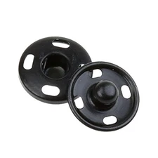 Sew-On Snaps,Black Press Buttons,Pack of 10,15mm