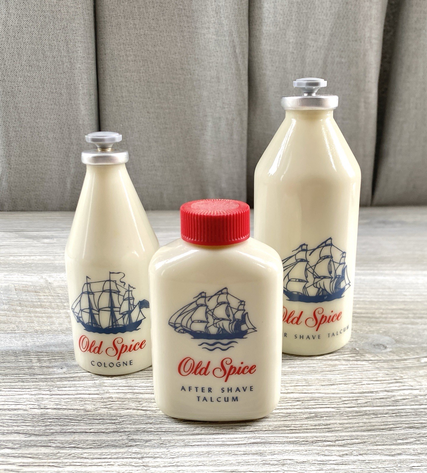 Vintage Original Old Spice 3pc Set Aftershave Lotion Talcum & Cologne Ship Box