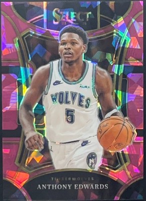 2023-24 Panini Select Anthony Edwards Mezzanine Pink Cracked Ice Prizm #364 /99