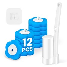 Disposable Toilet Brush Toilte Wand Kit, Toilet Brush and Holder with 12 Refills