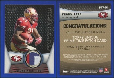 Frank Gore 2009 Topps Unique 3-COLOR ''Prime Time Patches'' #'d 45/99