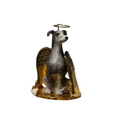 Greyhound Ornament Angel Figurine Hand Painted Gray 2"