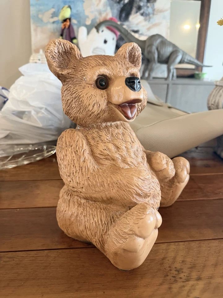 Vintage 1985 Homco Heavy Resin Teddy Bear Figurine Door Stop Garden Statue 11” - Image 2 of 3