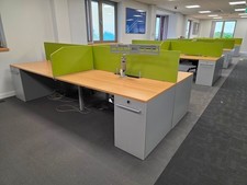 4 Person Bench Desk, Workstation Bank | Screens + 4 Integrated Pedestals - 160cm