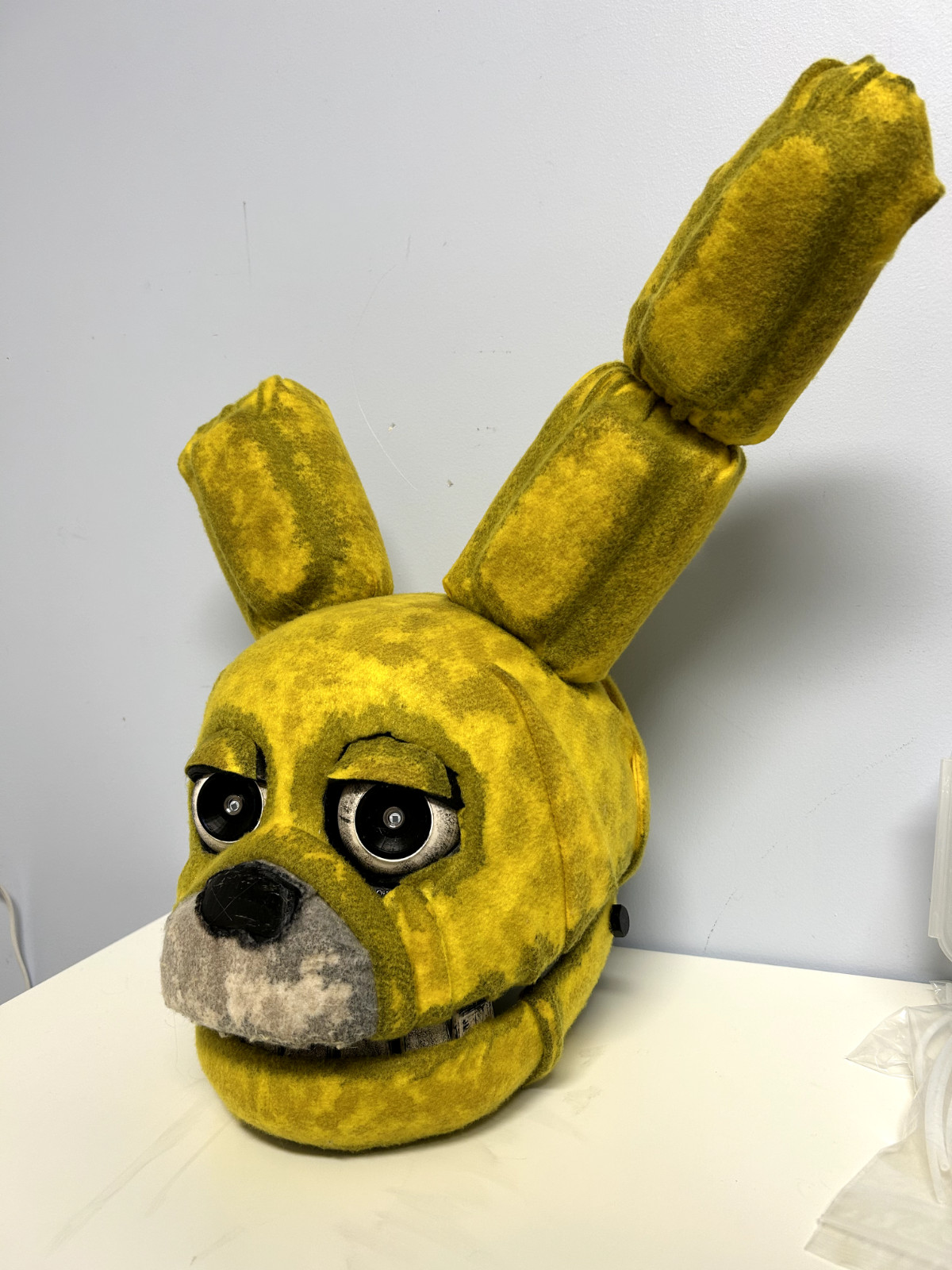 Spring Bonnie/springtrap cosplay helmet - LED eye FNAF yellow rabbit - hand made
