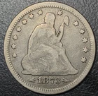 1873 P Seated Liberty Silver Quarter Dollar 25c WITH Arrows VG US Type Set Coin