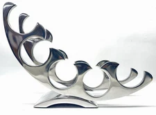 Vintage MCM Design 5 Wine Bottle Holder Rack Cast Aluminum Mid Century Modern