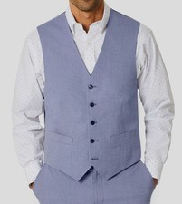 Tommy Hilfiger Men's Blue Chambray Modern TH Flex Bradley Vest Suit Size L