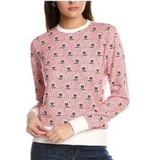 Brooks Brothers Floral Print Sweatshirt Ribbed Trim Cottagecore Casual Size Med