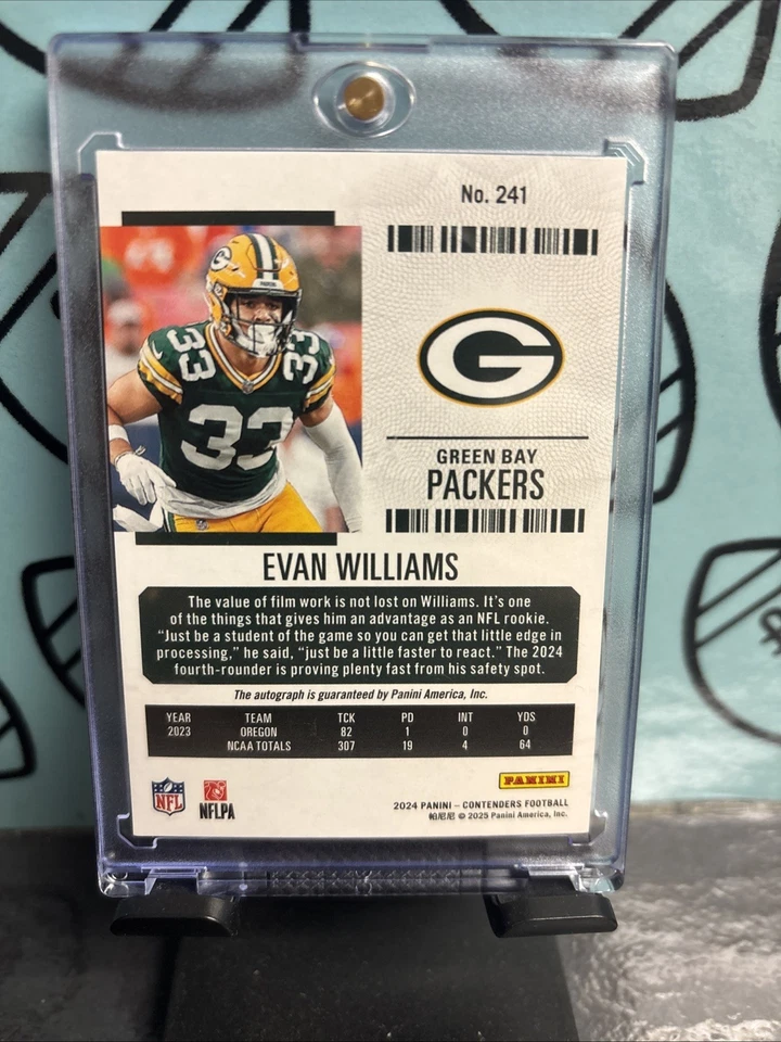 2024 Panini Contenders - Rookie Ticket Evan Williams Auto #241 Green - Image 2 of 2