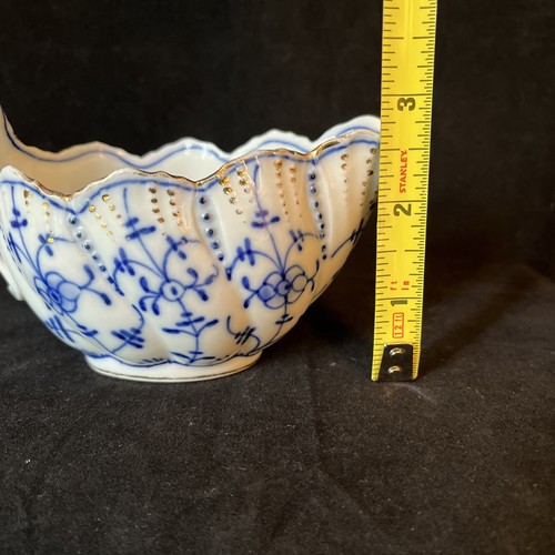 Antique Sontag Maisel Blue Onion Sauce Gravy Pitcher Tettau Germany 5oz Gold 6in - Picture 18 of 19
