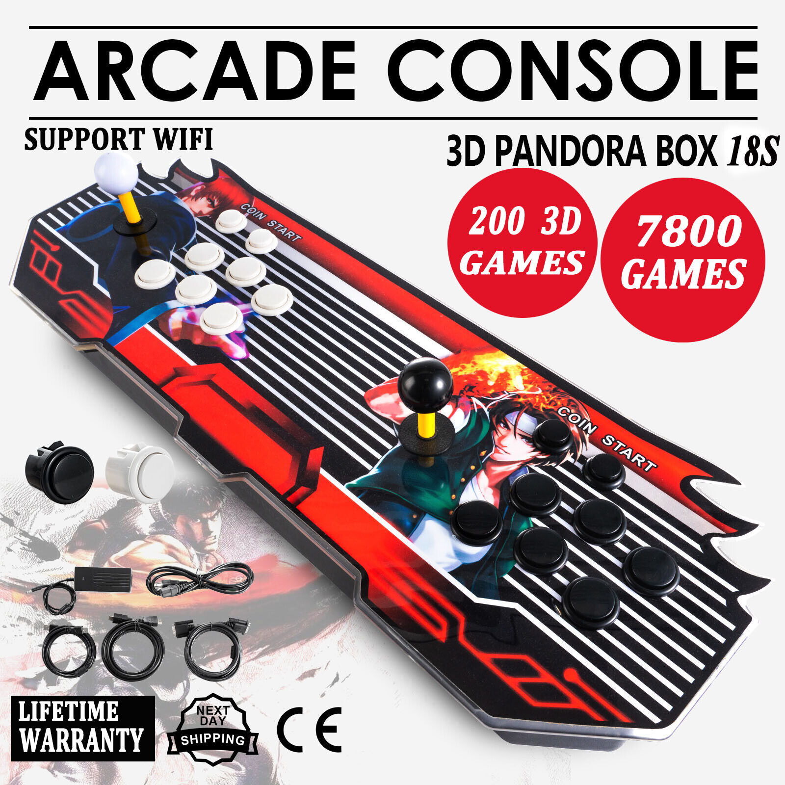 HAAMIIQII Pandora Box 3D Arcade Game Console, 8000 Games in 1, WiFi  Version, 1280x720 Full HD Video, Search/Save/Hide/Pause/Load/Add Games,  Favorite