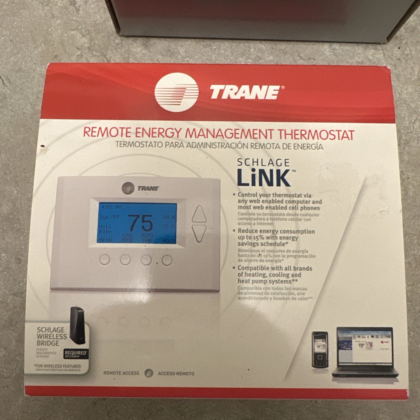 Trane Remote Energy Management Thermostat TZ45 (TZEMT400AB32MAA) Z-Wave Smart