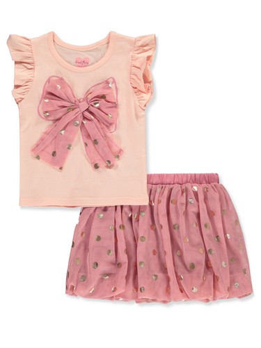 Freestyle Revolution Girls' 2-Piece Dots Skirt Set Outfit
