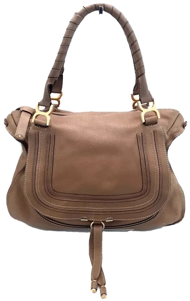 Chloe Marcie Medium Light Brown / Nut Calfskin Leather Handbag, Authentic.