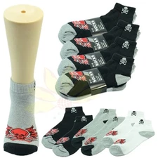 1 Dozen/12 Pairs Ankle/Quarter Crew Mens Socks Cotton Low Cut Size 9-13 Skull