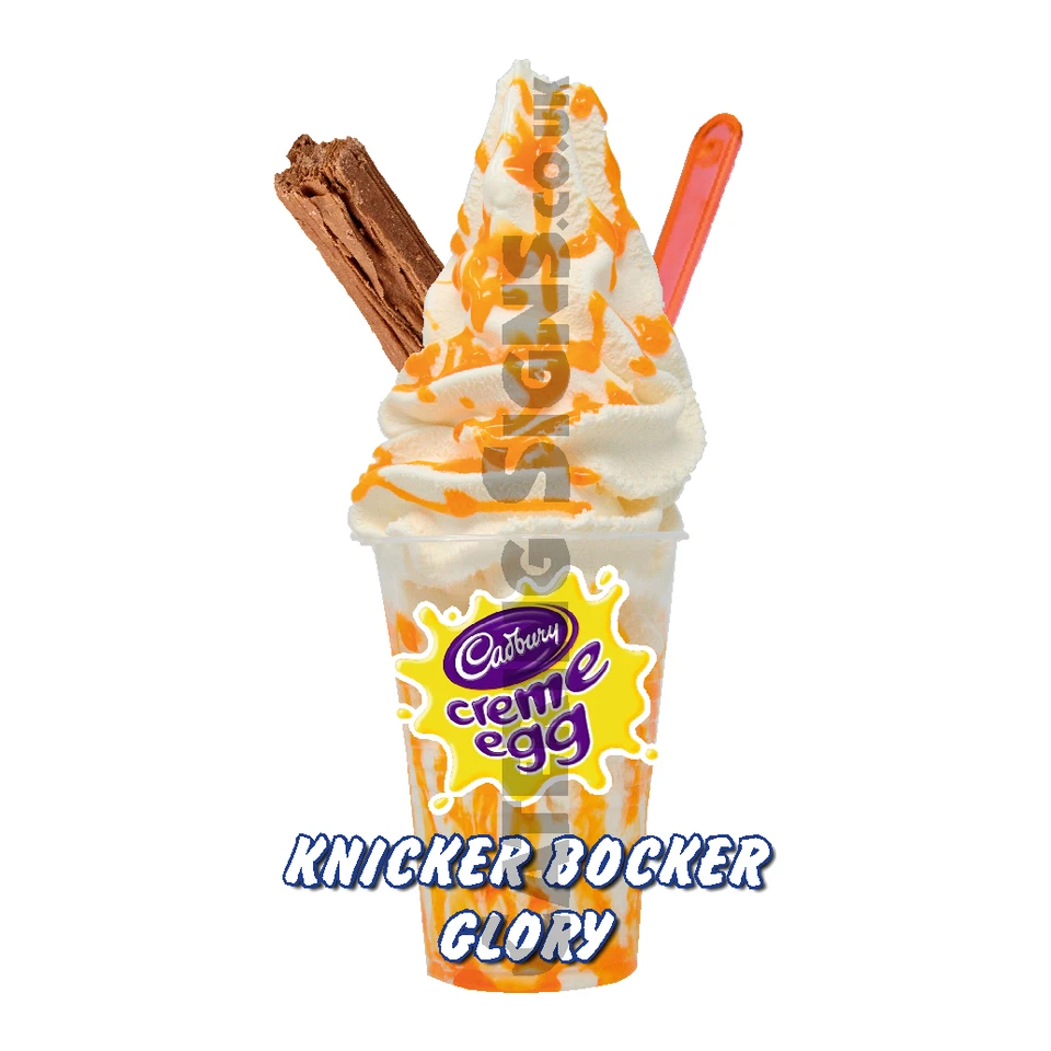 Creme Egg KBG Knickerbocker Glory Whippy Ice Cream Sticker - 16cm high die cut