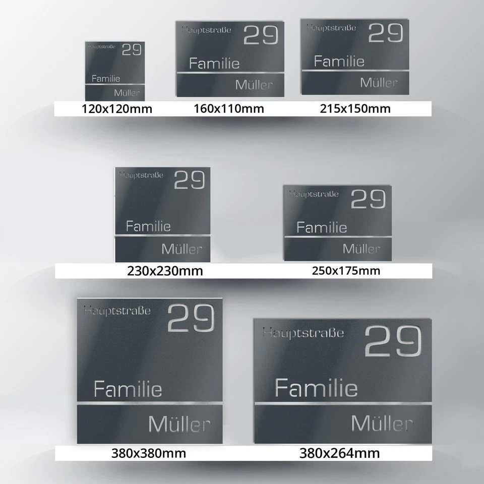Graviers Haus Nr. Straße Name Schild Edelstahl Anthrazit anpassbar Hausschild - Image 3 of 4
