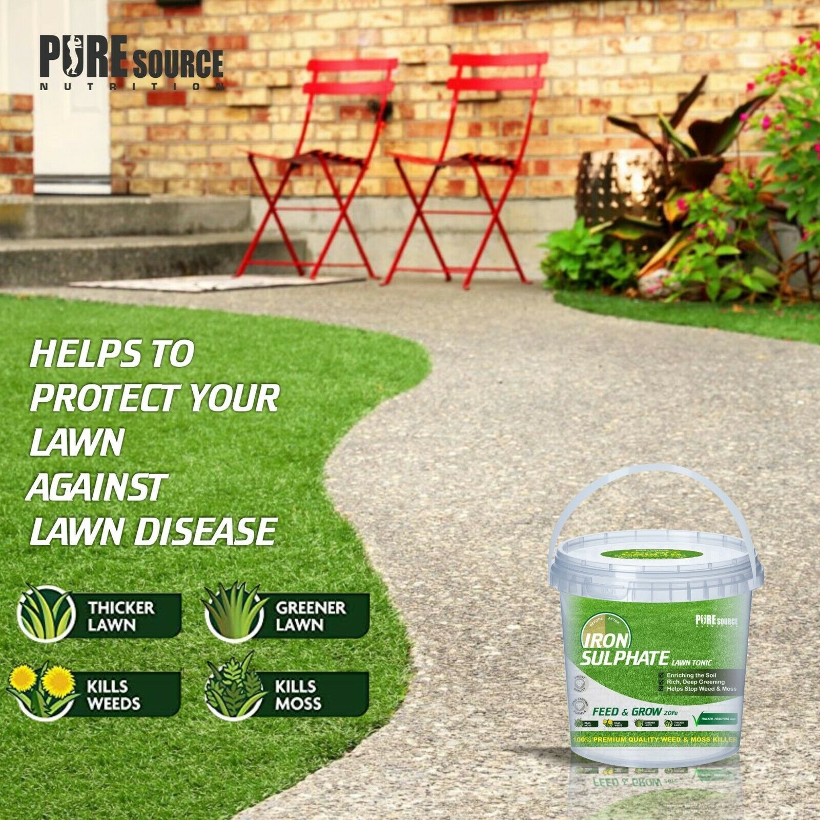 Iron Sulphate Lawn Feed Tonic Grass Greener Turf Moss Killer Water Soluble 1KG eBay