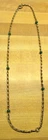 VTG UNUSUAL CHAIN 18.5" green bead gold tone mtl dainty Necklace Costume Jewelry