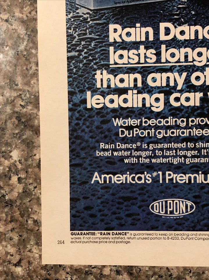 Coche Rain Dance 1980 cera anuncio impreso dura más que cualquier otra cera líder de colección años 80 Foto 4 de 4