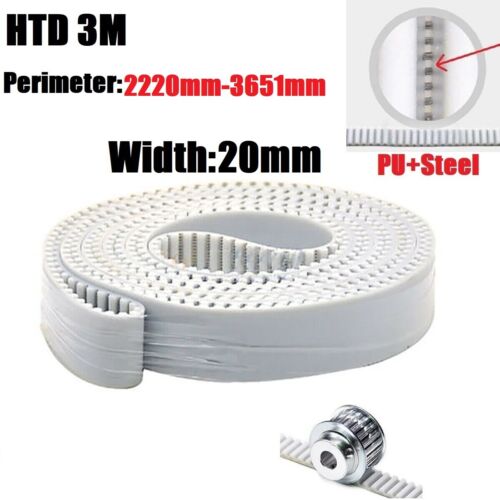 HTD 3M Close Loop Synchronous Timing Belt Width 20mm PU + Steel Belts 3mm Pitch - Picture 1 of 9