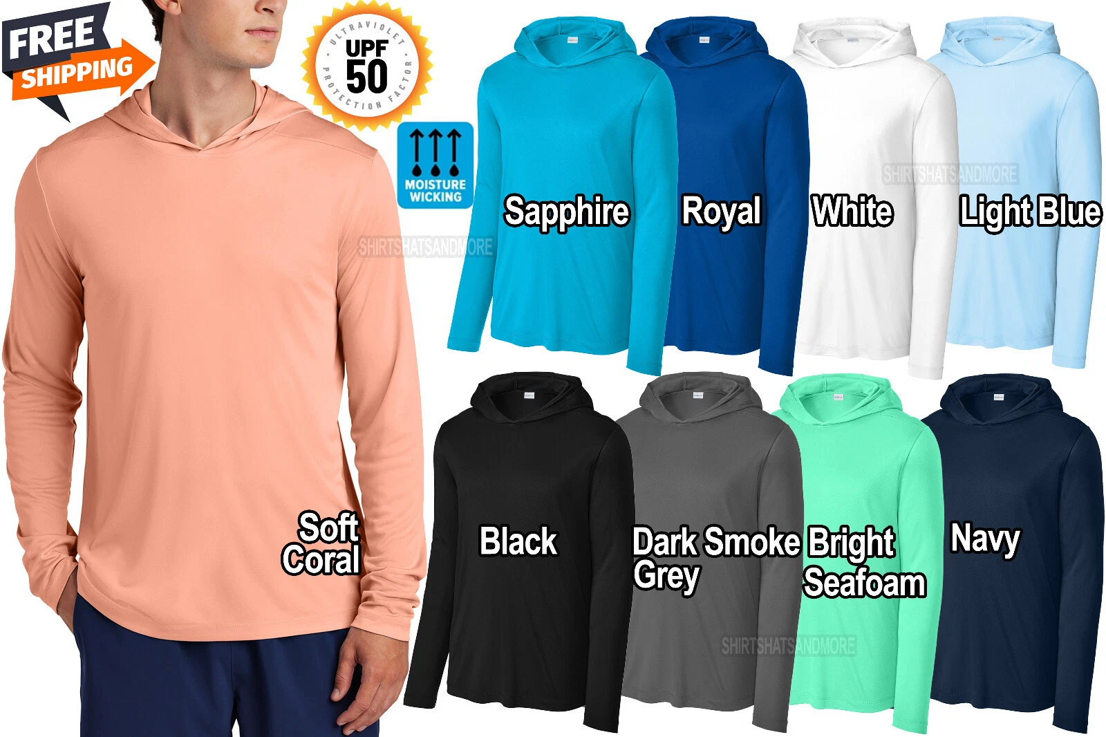 Mens Long Sleeve Hooded Fishing T-Shirt UPF 50 Boat Moisture Wicking Hoodie Tee
Opens in a new windo