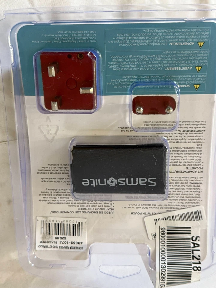 新秀丽全球转换器/适配器套件带袋 2017 #49304-1073 黑色红色 — 第 4/4 张图片