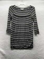 White House Black Market Dress Womens XS Extra Small Black White Stripe